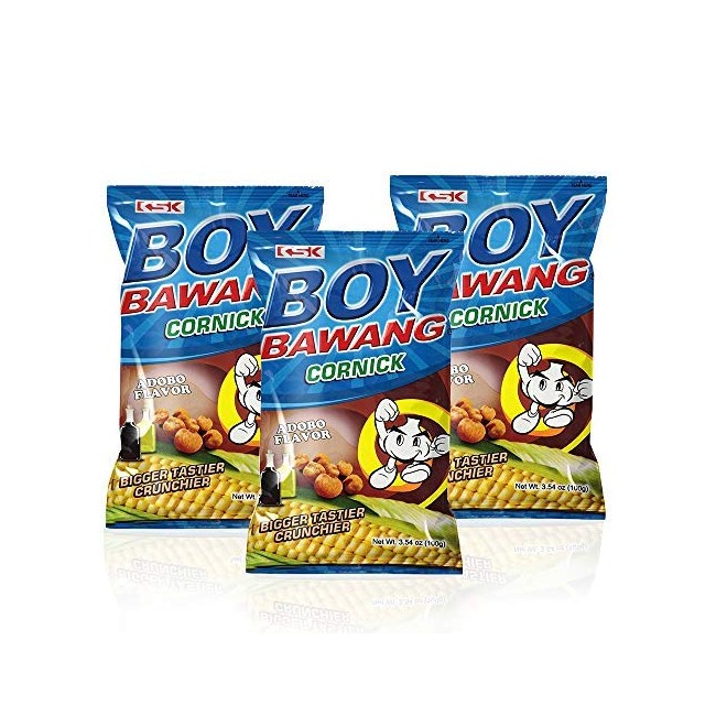 Boy Bawang Cornick, Adobo - Crispy Tasty & Gluten-Free Corn Nuts 3.54 ounces (100g), 3 Pack-SET OF 2