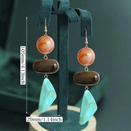 Unique Bohemian Colorful large Resin Bead Dangle Drop Earrings Dainty Chic Irregular Round Geometry Beaded Stud Earring for Women Statement Jewelry Gifts (Colorful 1)