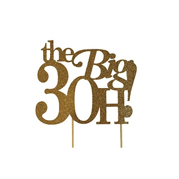 All About Details Gold The Big 3OH Cake Topper, 6in Wide, 4in Tall & 4in Skewers