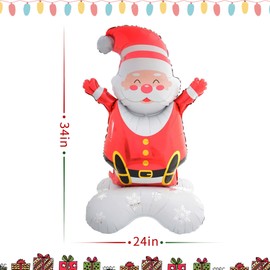 Wamnexti 34Inch Christmas Inflatable Santa Claus, Inflatables Aluminum Film Foil Balloons Big Holiday Balloons for Xmas Home Party Decoration