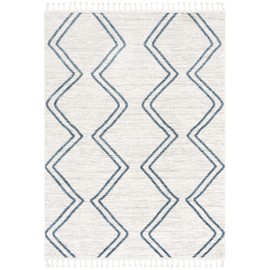 Well Woven Merri Blue Ivory Geometric Stripes Pattern Stain-Resistant Area Rug 5x7 (5'3" x 7'3")