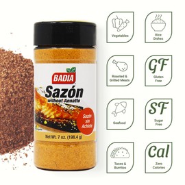 Badia Sazon without Annatto (Achiote), 7 oz – Savory Seasoning Blend for Latin-Inspired Flavors