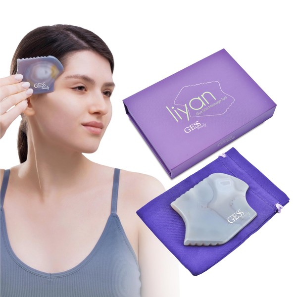 GESS Gua Sha Liyan Natural Stone Agate, Unique Shape, Face Stone for Face Yoga, Guasha Stone, Double Chin Remover, Face Massager Against Wrinkles and Lymphatic Drainage Face, Face Sculptor