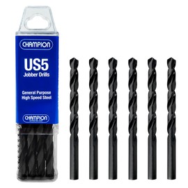 Champion Cutting Tool General Purpose Drill Bits for Metal and Wood (1/2 Inch) - 6 PCS - 118 Degree Point, High Speed Steel Straight Shank Drill Bits with Black Oxide Finish