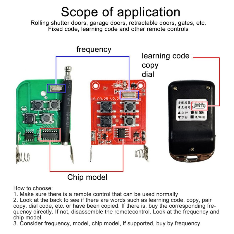 4Pcs Remote Control Key 433 MHz Copy Remote Controller for