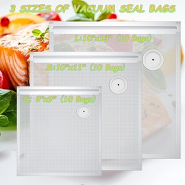 Vacuum Sealer Bags, Food Vacuum Sealing Bags, 3 Sizes Food Storage Bags (30 pcs)