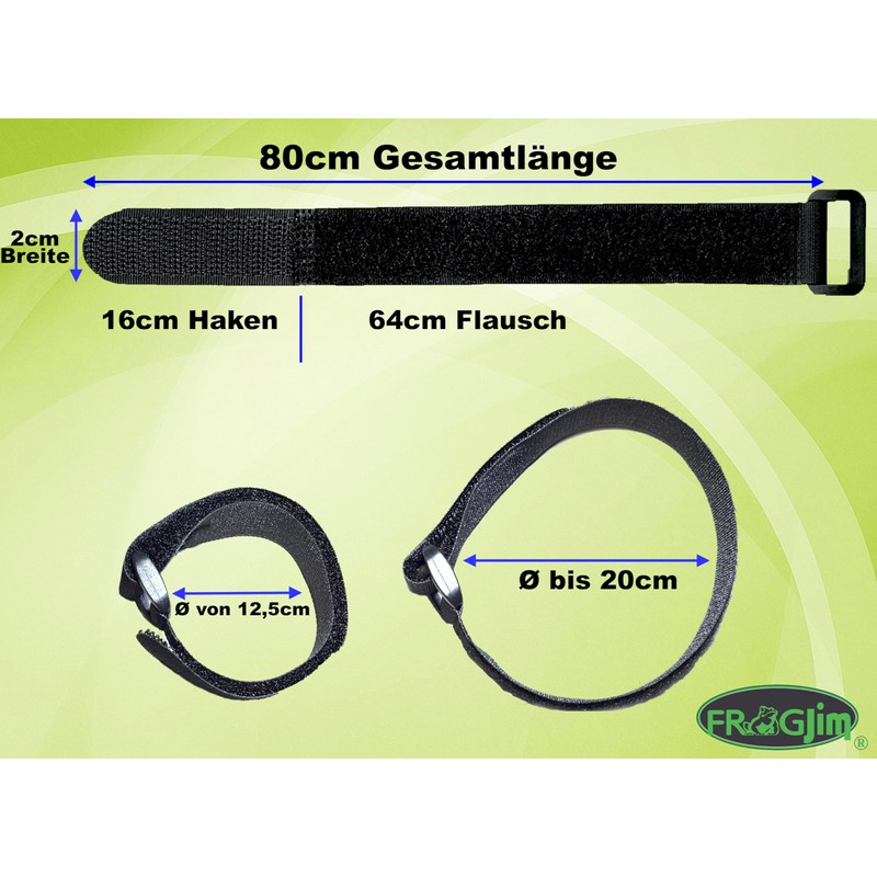 FrogJim Black Velcro Cable Ties with Buckle, Re-Usable Velcro Strap,
