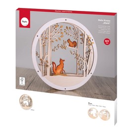 Rayher Wooden Wreath Forest, FSC Mix Credit, 30 cm Diameter, Natural, Set of 9, with Bridges, Wooden Decorative Wreath with Motif, Christmas Decoration, 63156505