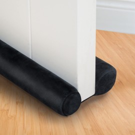 Marwood Under Door Draft Stopper 30-38" Adjustable Wind Stopper for Door & Window, Foam Door Sweep Air & Noise Blocker for Bottom of Doors Double Side Seal - Spandex Super Soft Black