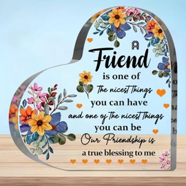 Friendship Gifts, Acrylic Heart Plaque Friendship Gift For Her, Long Distance Relationship Gifts, Inspirational Best Friend Gift, Graduation G-ifts for Women Best Friend