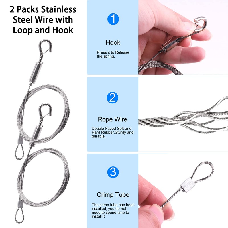 GLARKS 12Pcs 2 Inch Drop Ceiling Hooks with Hanging Wire