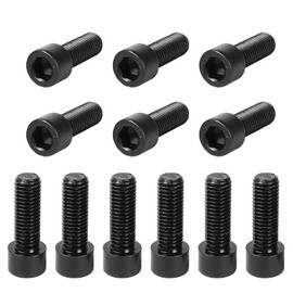 Pack of 12 Bicycle Stem Screws, M5 x 18 mm Screws, Black, Bicycle Trunk Bolts with Washers, Cone Head Screw for MTB Handlebars, Bottle Holder, Seat Post Clamp, Frame Screws Rear