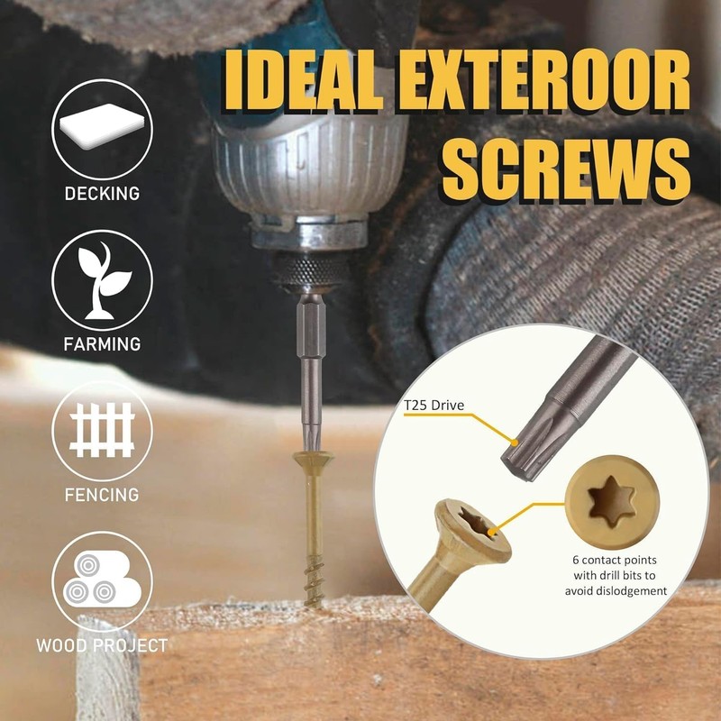 WELLOCKS #8 Deck Screws Kit, 150 PCS Tan Assortment with