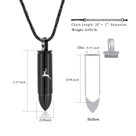 Yinplsmemory Cremation Jewelry for Ashes Locket Deer Bullet Pendant Urn Necklace for Ashes Keepsake Memorial Jewelry for Ashes for Dad Papa