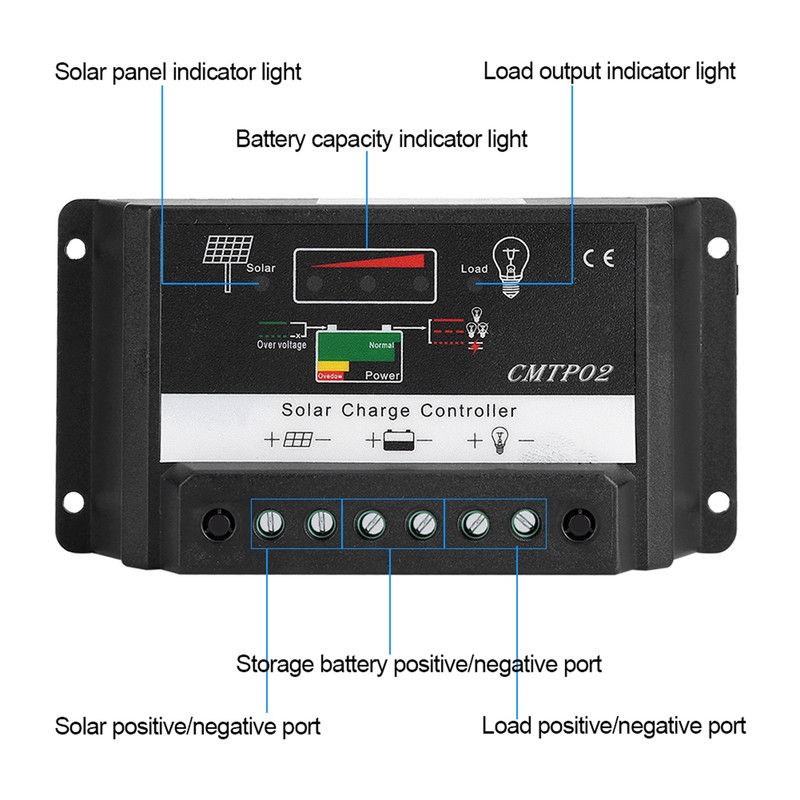 Portable Safety 30A 12/24V Solar Panel Battery Regulator Charge Charging