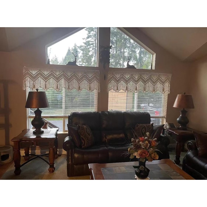GCOVELIS Boho Valance Macrame Curtains for Windows Macrame Valance for