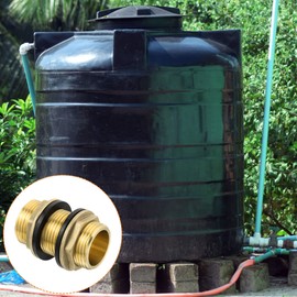 M METERXITY Bulkhead Fitting - Water Tank Connector, Brass Threaded Fitting Adapter with 2 Rubber Gasket, Apply to Outdoor/Garden/Pools(G1 Male)