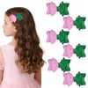 6pcs Pink and Green Sequin Bow Hair Clips