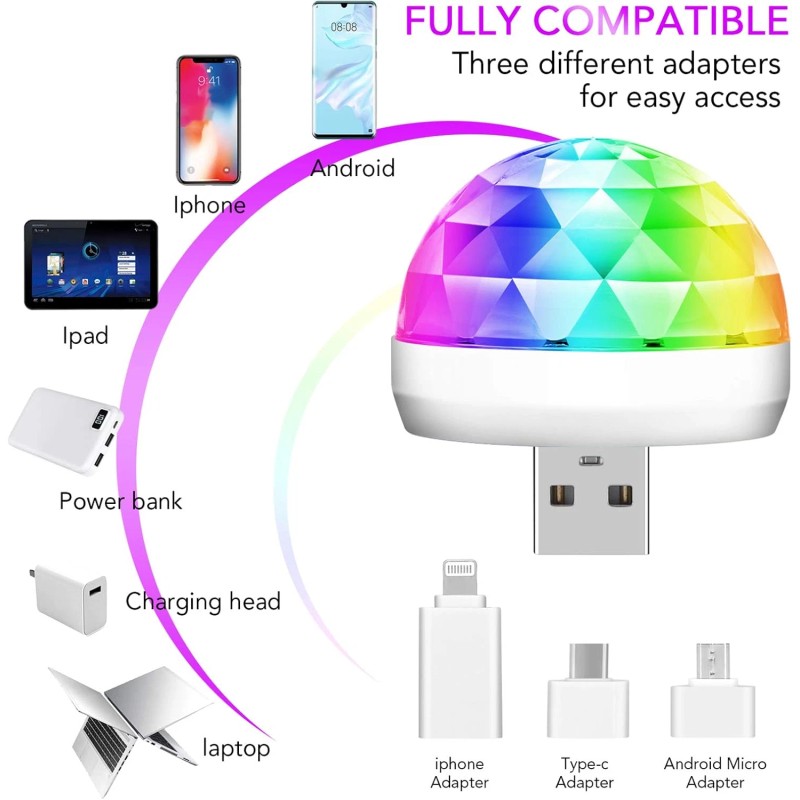 Lmaytech USB Mini Disco Ball Party Lights, DJ Stage Strobe