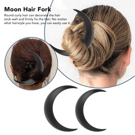 Pinza para el Cabello con Forma de Luna, Portátil, 2 Piezas, Horquilla con Forma de Luna, Mano de Obra Fina Fuerte para Vacaciones (BLACK)