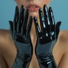 GREEFEI Black Latex Short Gloves,Natural Rubber Gloves Unisex Handmade,Masquerade Theme