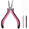 3 Stück Microring Extensions Zubehör, professionelles Nano-Haarverlängerungswerkzeug,Extensions Zange und Schlaufeneinfädler,
