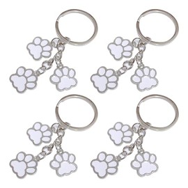 JIHUOO 4 Pcs Cute Cat Dog Claw Charms Cat Paw Keychain Funny Animal Keyring Purse Bag Charms for Women Girls White