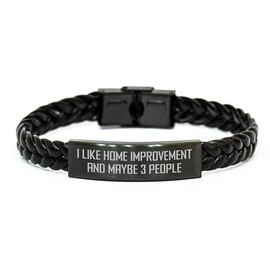 Home Improvement Gifts for Him or Her - Braided Leather Bracelet, Funny Quote, Graduation