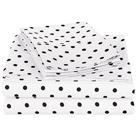 Superior Polka Dot Sheet Set, 600 Thread Count Cotton Blend Bedding Sets, Soft and Wrinkle Resistant Sheets with Deep Fitting Pockets - Full, White