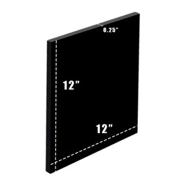 Mega Format Expanded PVC Plastic Sheets - 12" X 12" Rigid Black Sheet for Crafts, Signage, & Displays - Sintra, Celtec PVC Board - Waterproof for Outdoors Use - 1/4" Thick - 1-Pk-Black