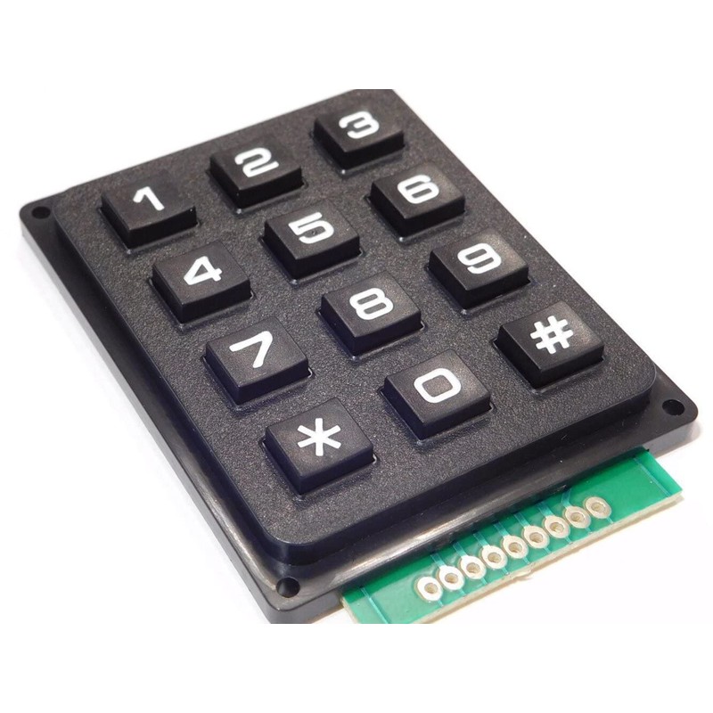CANADUINO® 3x4 Array Matrix Keypad, Hard Keys, Black