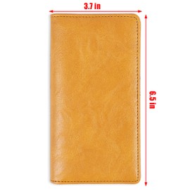 Sanlykate Checkbook Cover with Pen Holder for Women & Girls, RFID Blocking PU Leather Case for Top & Side Tear Checks, Free Divider, Yellow