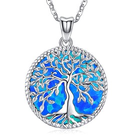 Friggem 925 Sterling Silver Tree of Life Necklace, Tree of Life Pendant Jewellery for Women Mother Girls with Gift Box, Sterling Silver, No Gemstone