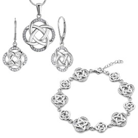 LillyMarie Women's Jewellery Set 925 Silver Infinity Pendant Silver Length Adjustable Jewellery Case Gift Best Friend Christmas