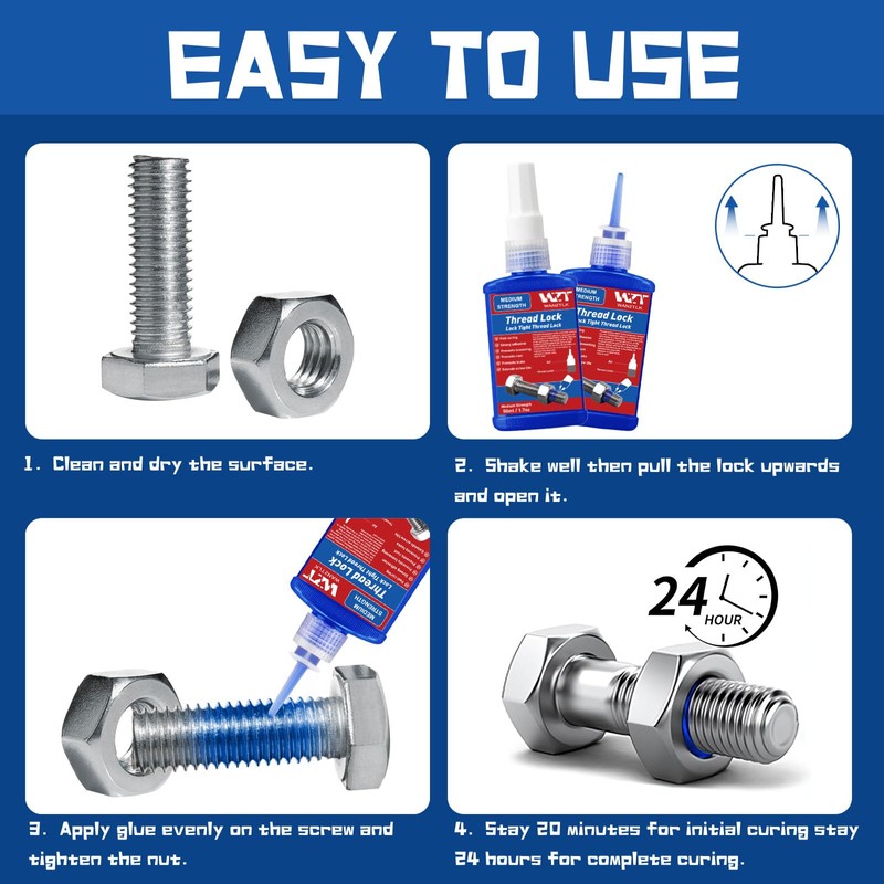WAN2TLK Thread Lock Blue 100ml, Medium Strength Locktight Threadlock, Removable
