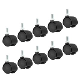 PATIKIL 1 Inch Swivel Casters, 10 Pack Nylon 360 Degree Threaded Swivel Stem Wheels Wire Shelving for Furniture Replacement, Black
