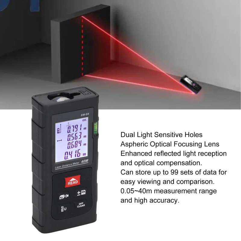 Laser Measure Distance Meter 40m Digital Display Tool for Construction