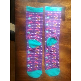 Unbranded Women's 1-Pair Crew Socks Christmas purple + blue, snowflake One Size