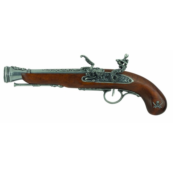 Denix Left Handed Pirate Flintlock Blunderbuss Pistol, Antique Gray