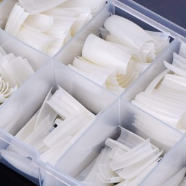 500 Pieces Acrylic Artificial False Nail DIY UV Gel Acrylic False Nail Art Tips (Translucent Natural French)