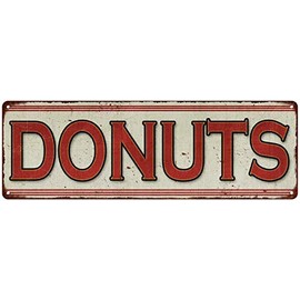 Donuts Sign Vintage Diner Decor Retro Signs Wall Art Tin Decorations Plaque Restaurant Food Grill Gift 6 x 18 High Gloss Metal 206180068002