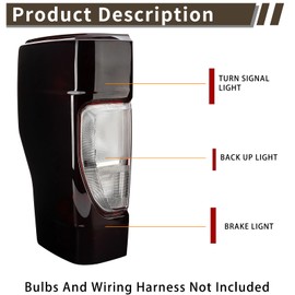Tail Light Assembly Compatible With 2020-2022 Ford F250/F350/F450 Super Duty Driver and Passenger Side Smoke Red Rear Taillight Tail Lamp Halogen Brake Lamp (w/o Blind Spot) (non- LED)