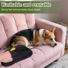 Fur Magnet Gloves, Fingerless Cat / Cat / Dog Gloves Grooming Gloves, Reusable Fur Magnetic Gloves for Smooth and Healthy Fur for Clothes, Sofas (Yellow, Pack of 2)