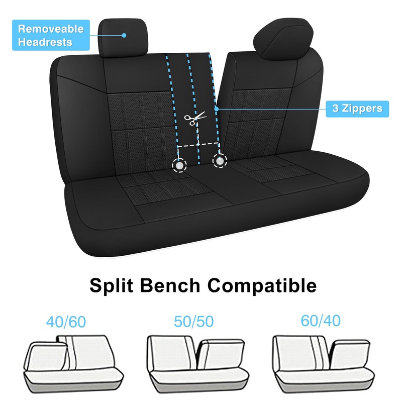 VarCozy Faux Leather Car Seat Covers Rear Set, Split Rear