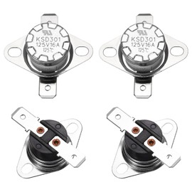 uxcell 4 Pcs KSD301 Thermostat 125°C/257°F 16A Normally Closed N.C Adjust Snap Disc Temperature Switch for Microwaves,Oven,Coffee Maker,Bakelite Material