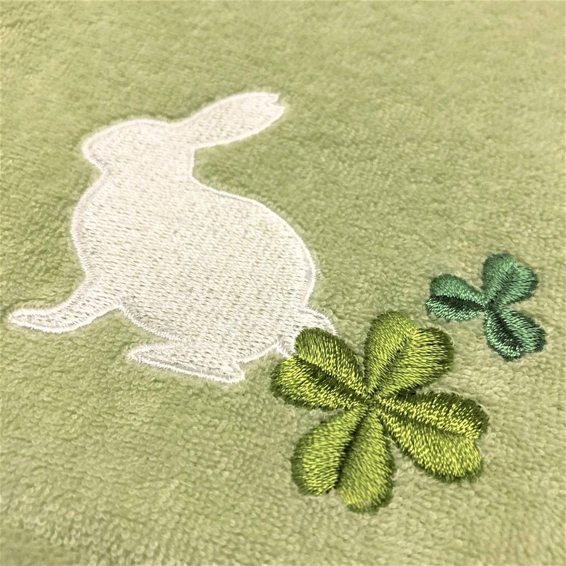 Senko Rabbit Paper Holder Cover Green Lucky Embroidered with Paper