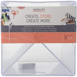 Deflecto Stackable Cube Organizers Cross Divider, Desk and Craft Organizer, Clear, Removable Dividers, 6"W x 6"H x 6"D (350201CR)