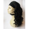 Curly black half wig hairpiece, long: Vicky black #1B