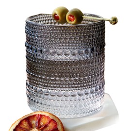 Kate Aspen Hobnail Beaded Drinking Glasses Vintage Glassware Set | Cocktail Glass Set, Juice Glass, Water Cups | Makes A Great Hostess Gift, Gift for Newlyweds (Smoke Grey)