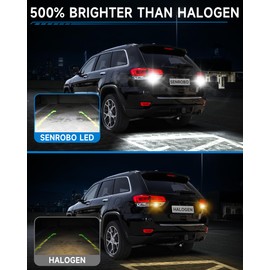SENROBO 921 912 LED Reverse Light Bulb Fit for Jeep Grand Cherokee 2011-2019, Super Bright T15 LED Bulb with Lens, 6000K Cool White Backup Lights Replacement, Pack of 2
